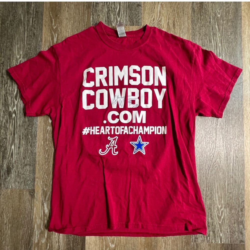 Gildan Crimson Cowboy T-Shirt Mens Large Red Alabama Sherman Williams 20 Tee